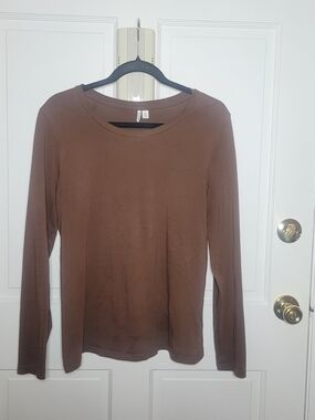 Nordstrom Brown Long-Sleeve Crewneck Tee Size L
